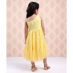Babyhug Sleeveless Ethnic Dress With Sequin Detailing- Yellow