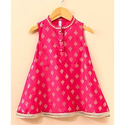 Babyhug Sleeveless Kurta and Salwar set with Dupatta Embroidered - Fuschia