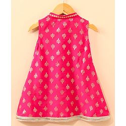 Babyhug Sleeveless Kurta and Salwar set with Dupatta Embroidered - Fuschia