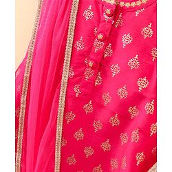 Babyhug Sleeveless Kurta and Salwar set with Dupatta Embroidered - Fuschia