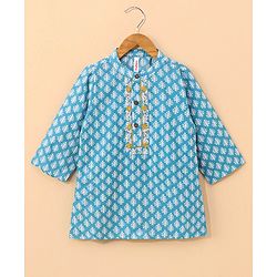 Babyhug Full Sleeves Printed Kurta & Dhoti - Blue