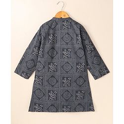Babyhug Cotton Woven Full Sleeves Kurta & Pajama Set Ethnic Print - Grey