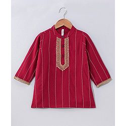 Babyhug Full Sleeves Kurta & Pajama Set Embroidered - Maroon