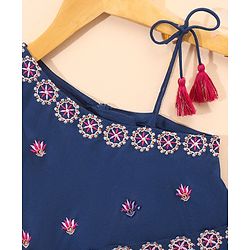 Babyhug Sleeveless Embroided  Kurti and Salwar Set - Navy Blue