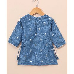 Babyhug Three Fourth Sleeves Embroidered Kurti & Palazo with Dupatta - Blue