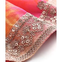 Babyhug Sleeveless Choli Lehenga And Dupatta With Embroidery - Yellow Pink