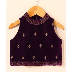Babyhug Sleeveless Choli & Lehenga Set with Dupatta Ethnic Print - Purple