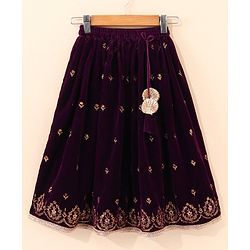 Babyhug Sleeveless Choli & Lehenga Set with Dupatta Ethnic Print - Purple