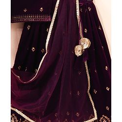 Babyhug Sleeveless Choli & Lehenga Set with Dupatta Ethnic Print - Purple