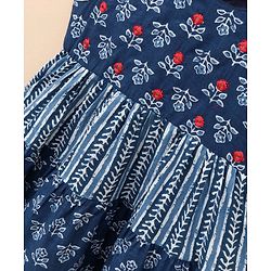Babyhug Cotton Woven Sleeveless Frock Floral Print - Indigo