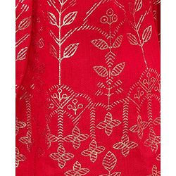 Babyhug Sleeveless Printed Backless Ethnic Dress - Red