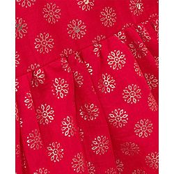 Babyhug Sleeveless Printed Backless Ethnic Dress - Red