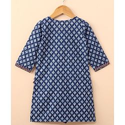 Babyhug Three Fourth Sleeves Kurti & Sharara With Dupatta Printed- Indigo