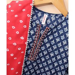 Babyhug Three Fourth Sleeves Kurti & Sharara With Dupatta Printed- Indigo