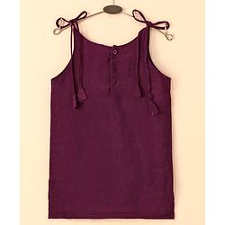 Babyhug Singlet Sleeves Zari Kurti and Sharara Set with Lace and Dupatta Embroided - Purple