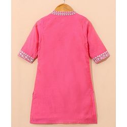 Babyhug Three Fourth Sleeves Embroidered Kurti & Palazzo Set With Dupatta- Fuchsia