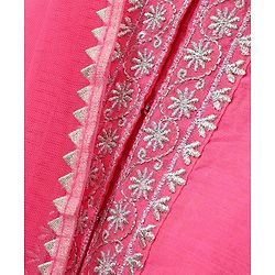Babyhug Three Fourth Sleeves Embroidered Kurti & Palazzo Set With Dupatta- Fuchsia