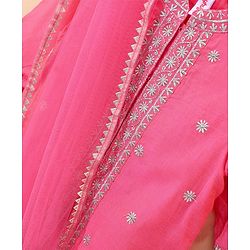 Babyhug Three Fourth Sleeves Embroidered Kurti & Palazzo Set With Dupatta- Fuchsia