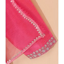 Babyhug Three Fourth Sleeves Embroidered Kurti & Palazzo Set With Dupatta- Fuchsia