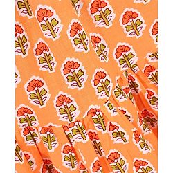 Babyhug Sleeveless Cotton Ethnic Dress Floral Print - Orange