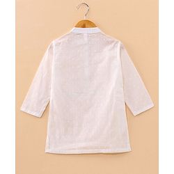 Babyhug Full Sleeves Cotton Kurta & Dhoti Set With Printed Waistcoat- White