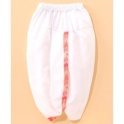 Babyhug Full Sleeves Cotton Kurta & Dhoti Set With Printed Waistcoat- White
