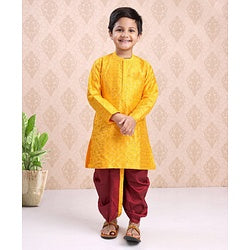 Babyhug Full Sleeves Kurta & Dhoti Set Sequin Embellished - Yellow