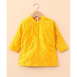 Babyhug Full Sleeves Kurta & Dhoti Set Sequin Embellished - Yellow