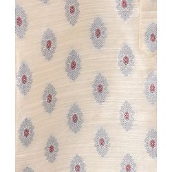 Babyhug Full Sleeves Brocade Kurta & Dhoti Set  All Over Printed - White Red