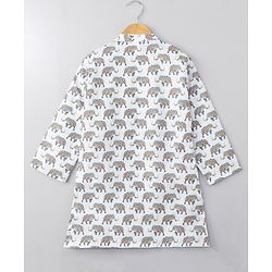 Babyhug Cotton Woven Full Sleeves Kurta & Pajama Set Ethnic Print - Off White