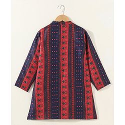 Babyhug Cotton Woven Full Sleeves Kurta & Pyjama Set Printed - Navy Blue