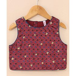 Babyhug Sleeveless Choli Lehenga And Dupatta Printed - Maroon