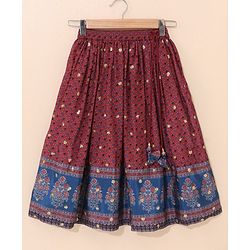 Babyhug Sleeveless Choli Lehenga And Dupatta Printed - Maroon