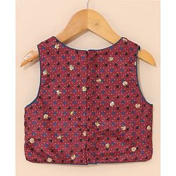 Babyhug Sleeveless Choli Lehenga And Dupatta Printed - Maroon