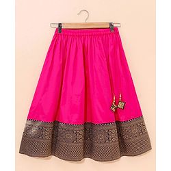 Babyhug Half Sleeves Choli Lehenga And Dupatta Ethnic Printed - Fuschia