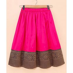 Babyhug Half Sleeves Choli Lehenga And Dupatta Ethnic Printed - Fuschia