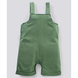 Babyhug 100% Cotton Dungaree and Half Sleeves Striped T-Shirt Set Mickey Mouse Print - Yellow Green