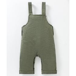 Babyhug Cotton Dungaree With Full Sleeves Inner T-Shirt Set Simba Print - Grey Green