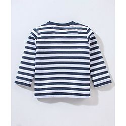 Babyhug Cotton Full Sleeves Striped Tee & Dungaree Set Mickey & Friends Print- Blue
