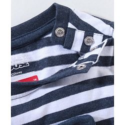 Babyhug Cotton Full Sleeves Striped Tee & Dungaree Set Mickey & Friends Print- Blue