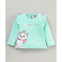 Babyhug Cotton Full Sleeves Top & Leggings Set Kitty & Glitter Print- Mint Pink