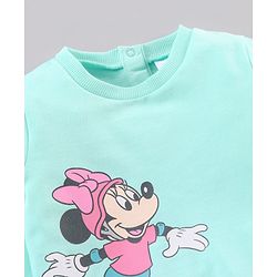 Babyhug Cotton Full Sleeves Minnie Mouse Printed SweatShirt & Solid Joggers - Blue Pink