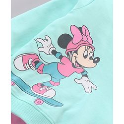 Babyhug Cotton Full Sleeves Minnie Mouse Printed SweatShirt & Solid Joggers - Blue Pink