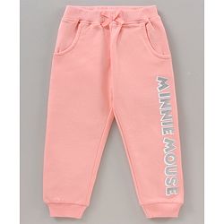 Babyhug 100% Cotton Full Sleeves Top With Frill Detailing & Lounge Pant Glitter Minnie Mouse Print- Pink White