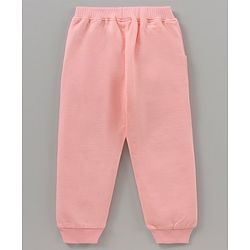 Babyhug 100% Cotton Full Sleeves Top With Frill Detailing & Lounge Pant Glitter Minnie Mouse Print- Pink White