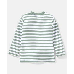 Babyhug 100% Cotton Dungaree With Full Sleeves Inner T-Shirt Dino Print & Striped - Green