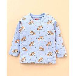 Babyhug Cotton Knit Full Sleeves Night Suit  Fox Print - Blue