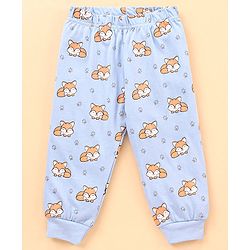Babyhug Cotton Knit Full Sleeves Night Suit  Fox Print - Blue