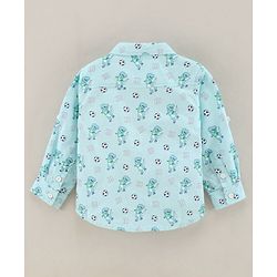Babyhug Full Sleeve Regular Collar Shirt Oxford Printed - Blue