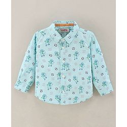 Babyhug Full Sleeve Regular Collar Shirt Oxford Printed - Blue